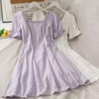 Eyelet Square-neck Mini Dress