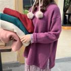 Crewneck Knitted Sweater / Mock Neck Floral Midi Dress