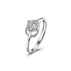 925 Sterling Silver Fashion Romantic Geometric Cubic Zircon Adjustable Ring Silver - One Size