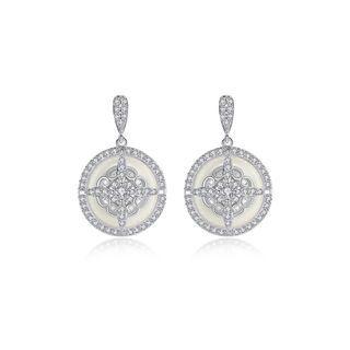 Fashion And Elegant Geometric Round Earrings With Cubic Zirconia Silver - One Size