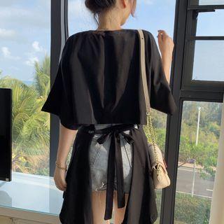 Cold-shoulder Bow Back T-shirt