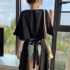 Cold-shoulder Bow Back T-shirt