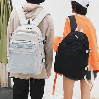 Canvas Mesh Pocket Lettering Backpack