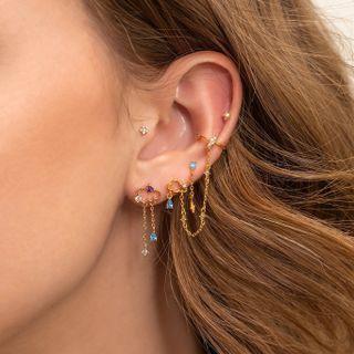 Cloud Chained Alloy Cuff Earring