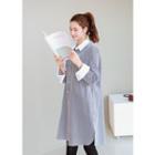Contrast-trim Dual-pocket Striped Shirtdress