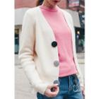 V-neck Button-accent Cardigan