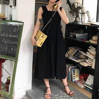 Frill Trim Wide-strap A-line Dress