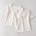 Short-sleeve Printed Button T-shirt