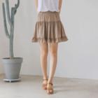 Elastic-waist Tiered A-line Mini Skirt