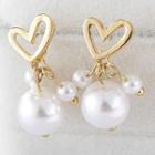 Faux-pearl Drop Earring 1 Pair - Stud Earring - Gold - One Size
