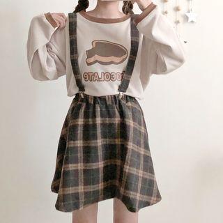 Print Pullover / Suspender Skirt / Suspender Pants