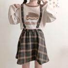 Print Pullover / Suspender Skirt / Suspender Pants