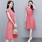 Cap-sleeve Button-up A-line Dress
