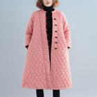 Frog-buttoned Plaid Padded Coat
