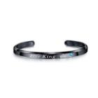 Simple And Fashion Plated Black King 316l Stainless Steel Bangle With Blue Cubic Zirconia Black - One Size