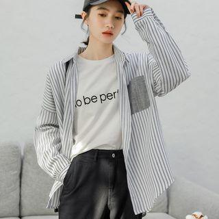 Contrast Pocket Striped Shirt Stripe - One Size