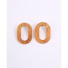 Wooden Oval Earrings Brown - One Size