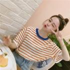 Striped Knitted Short-sleeve T-shirt