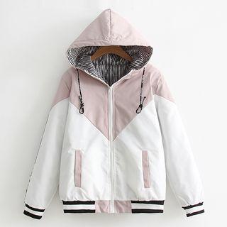 Hooded Zip-up Lettering Jacket