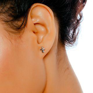 14k White Gold Diamond-cut Doll Earrings