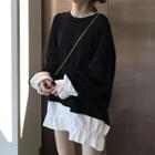 Ruffle Trim Sweater Black - One Size