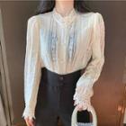 Bell-sleeve Ruffled Lace Blouse Almond - One Size