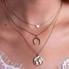 Set Of 3: Layered Pendant Necklace Nl034 - Gold - One Size