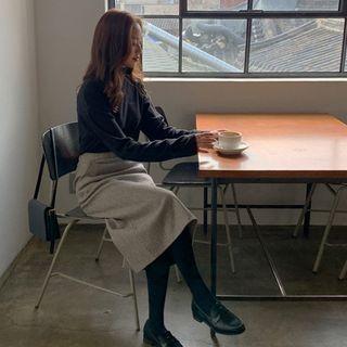 Band-waist Herringbone H-line Skirt