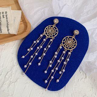 Rhinestone Dreamcatcher Dangle Earring / Clip-on Earring