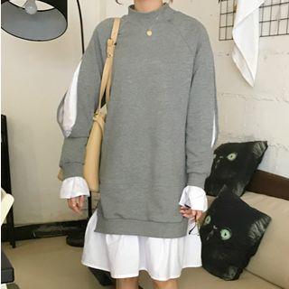 Mock Two-piece Mock Neck Pullover Dress