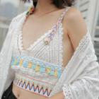 V-neck Cutout Tassel Tank Top