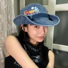 Embroidered Denim Cowboy Hat