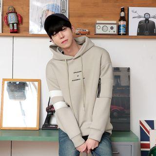 Contrast-trim Lettering Neoprene Hoodie