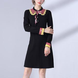 Sequined Long-sleeve A-line Dress