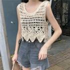 Crochet Cropped Tank Top With Bandeau / Belt