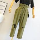Cropped Cut Out Wide-leg Pants