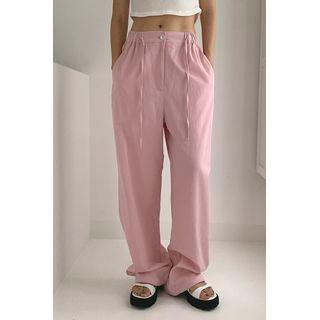 Drawstring Zip-fly Wide-leg Pants
