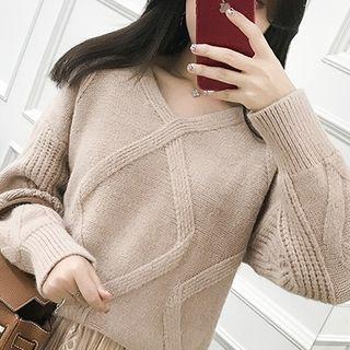 Plain V-neck Knit Sweater