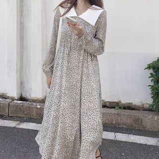 Peter Pan Collar Floral Long-sleeve Dress