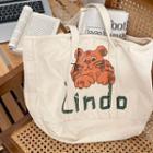 Tiger Print Tote Bag Tiger Print - Tangerine & White - One Size