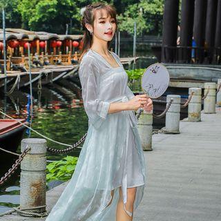3/4-sleeve Embroidered Chiffon Hanfu Dress