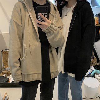 Unisex Loose-fit Hooded Knit Jacket
