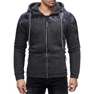 Camo Panel Knit Zip Hoodie