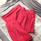 High-waist Wide-leg Chiffon Shorts Red - One Size
