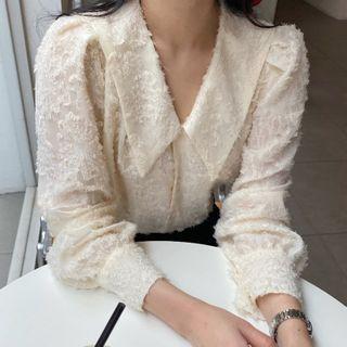 Fringed Lace Blouse White - One Size