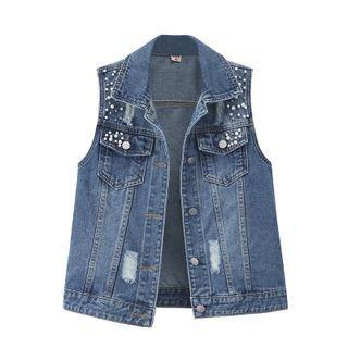 Embellished Denim Vest