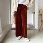 Drawcord Wide Velvet Pants