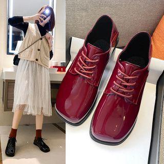 Block Heel Lace Up Square-toe Oxfords