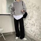 Plain Zip Hoodie / Irregular T-shirt / Wide-leg Pants
