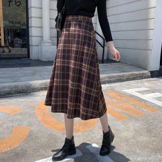 Plaid Brushed Fleece A-line Skirt